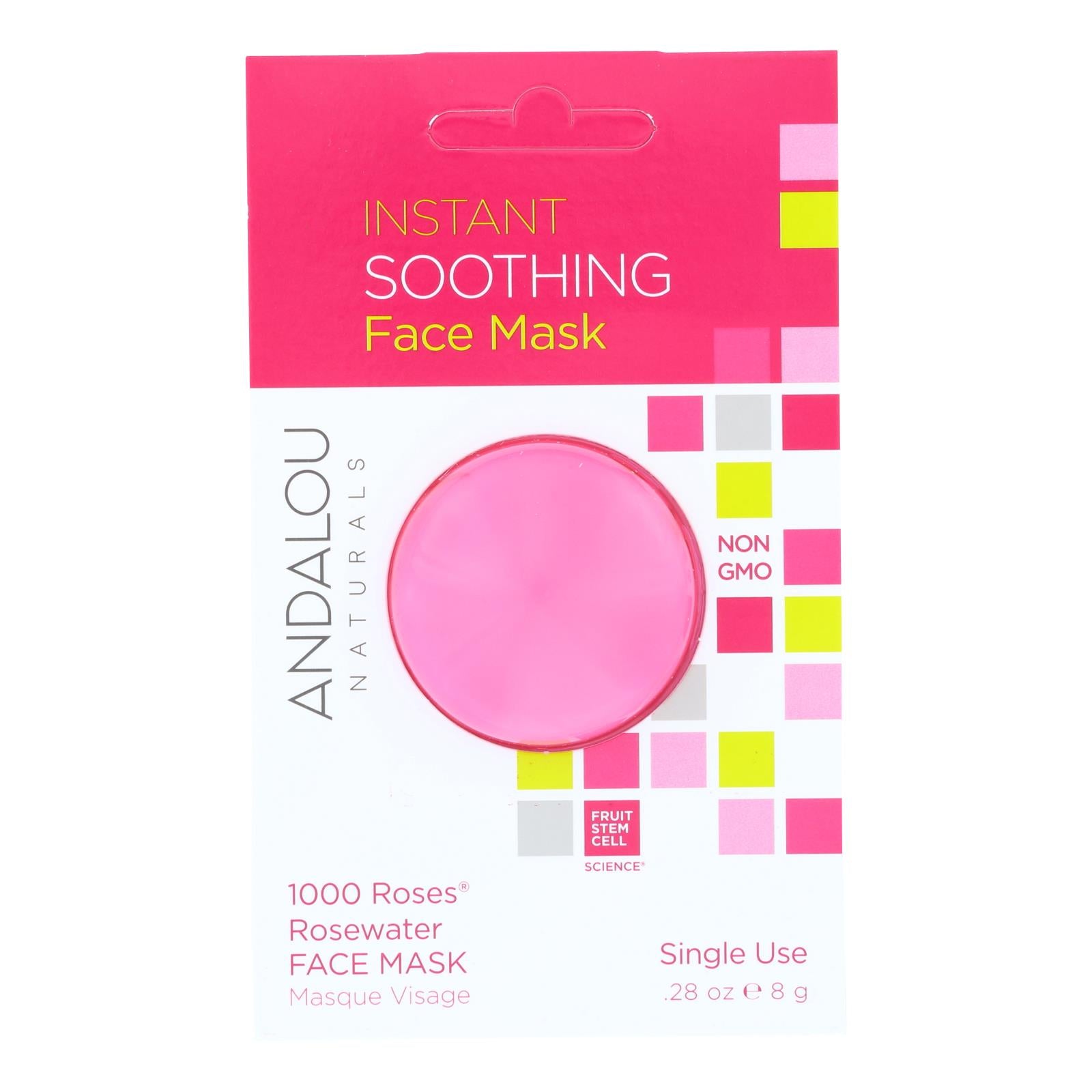 Andalou Naturals, andalou Naturals Instant Soothing Face Mask - 1000 Roses Rosewater - Case of 6 - 0.28 oz (Pack of 6)